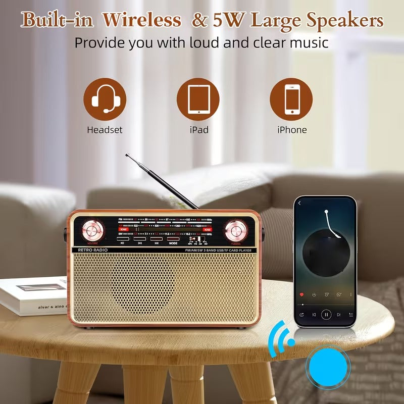 Portable AM/FM/SW Radio with USB/TF/AUX-1