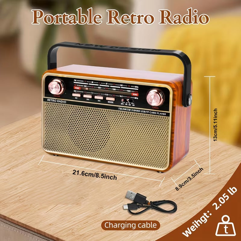 Portable AM/FM/SW Radio with USB/TF/AUX-3