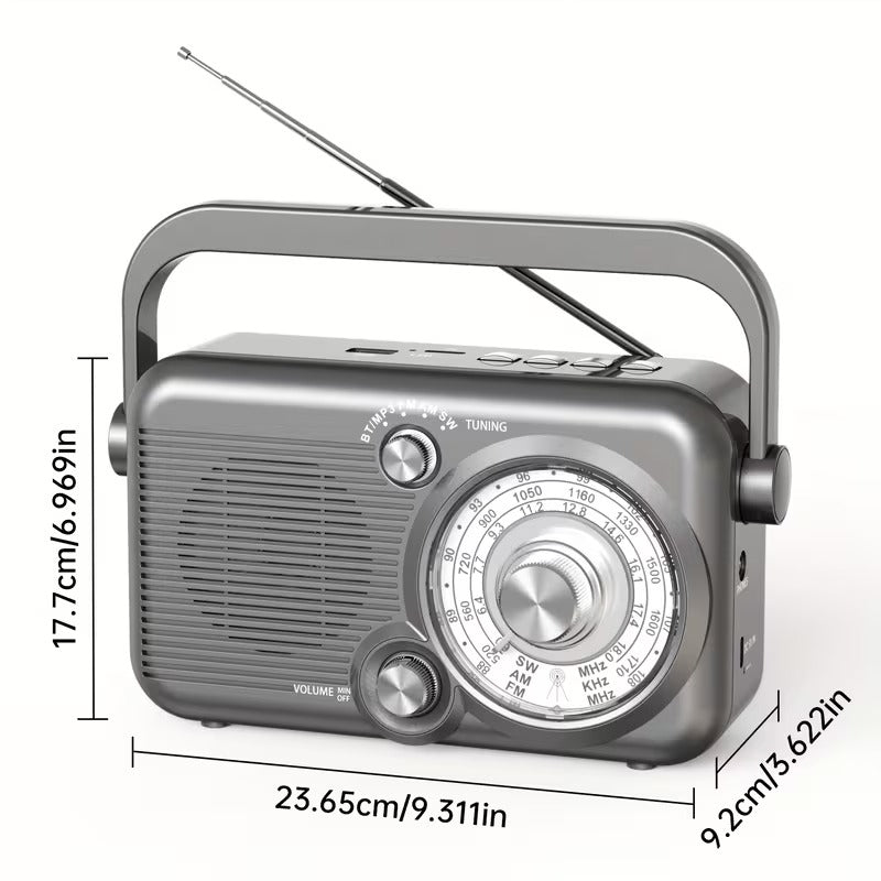 Portable AM/FM/SW Radio with USB & TF Playback-3